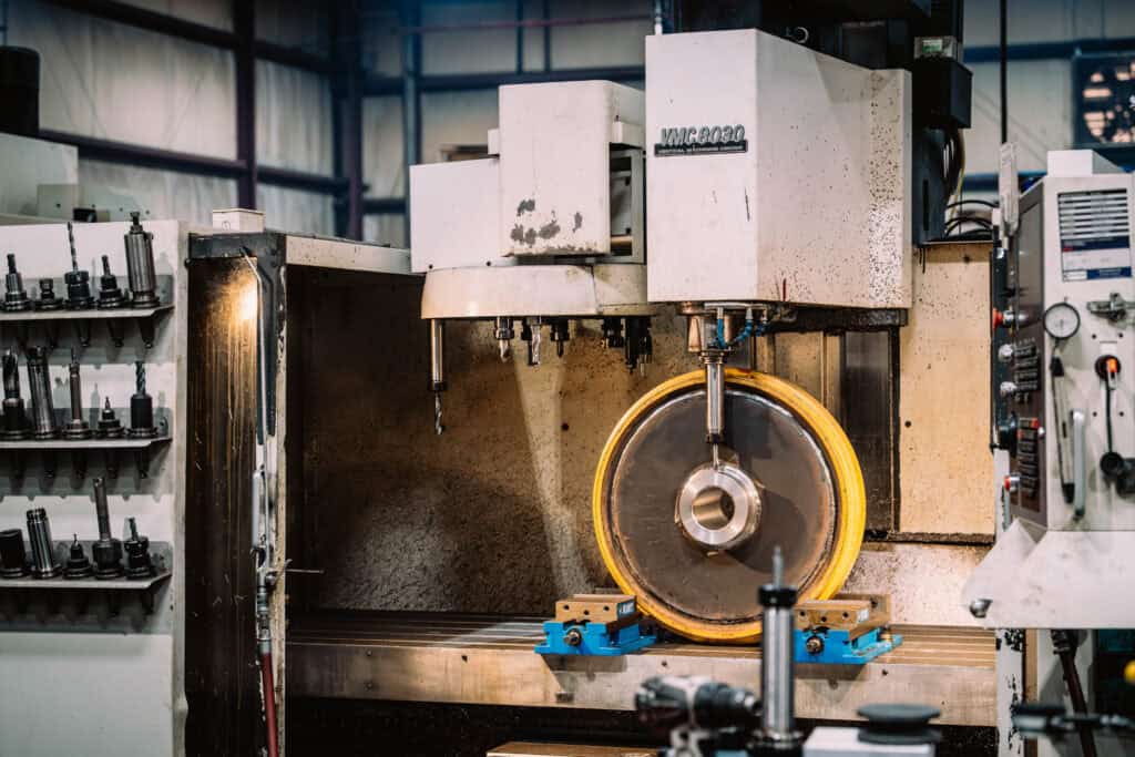 CNC milling machine at Wesco Machine Works for precision manufacturing.