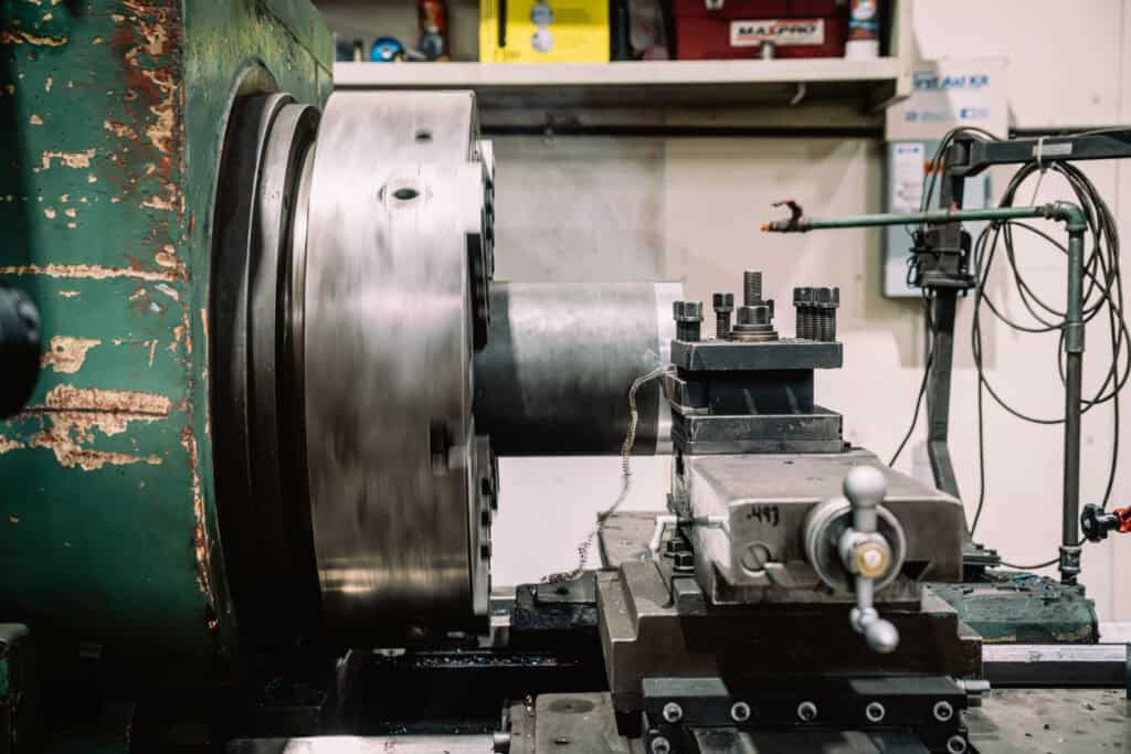 Precision CNC lathe machine at Wesco Machine Works for metal fabrication.